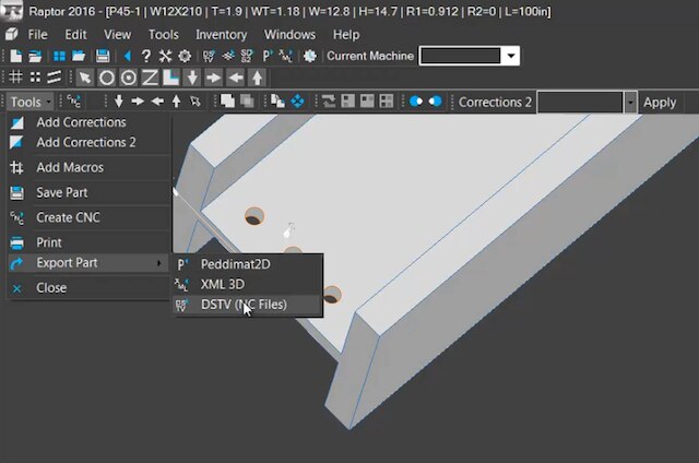 DSTV Export - Bring Raptor to Third Party CNC DSTV Export - Bring Raptor to Third Party CNC