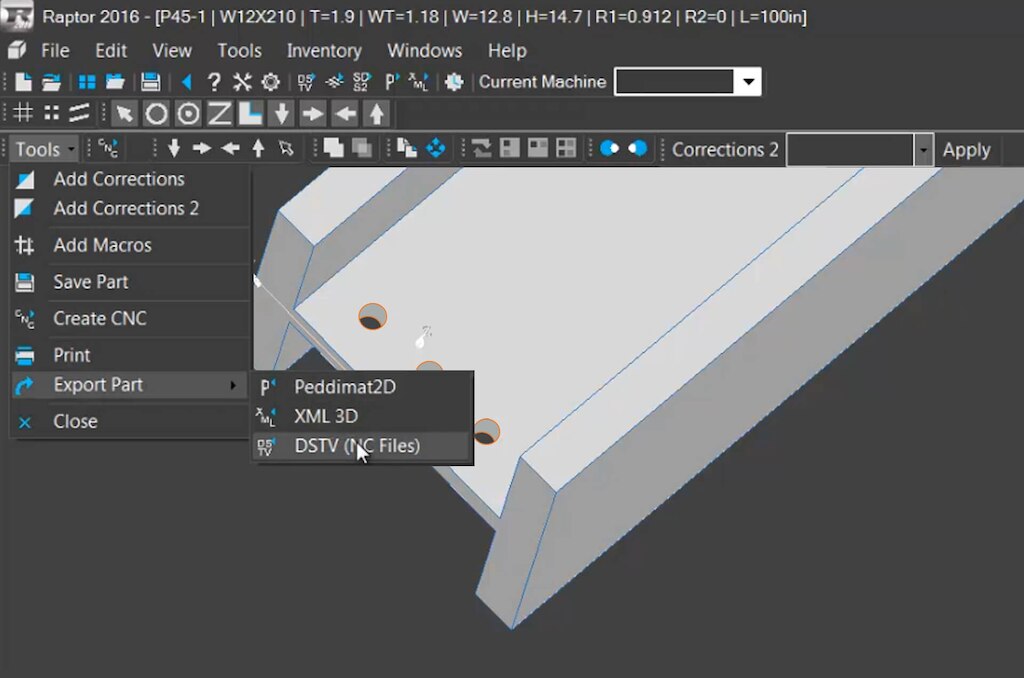 DSTV Export - Bring Raptor to Third Party CNC DSTV Export - Bring Raptor to Third Party CNC
